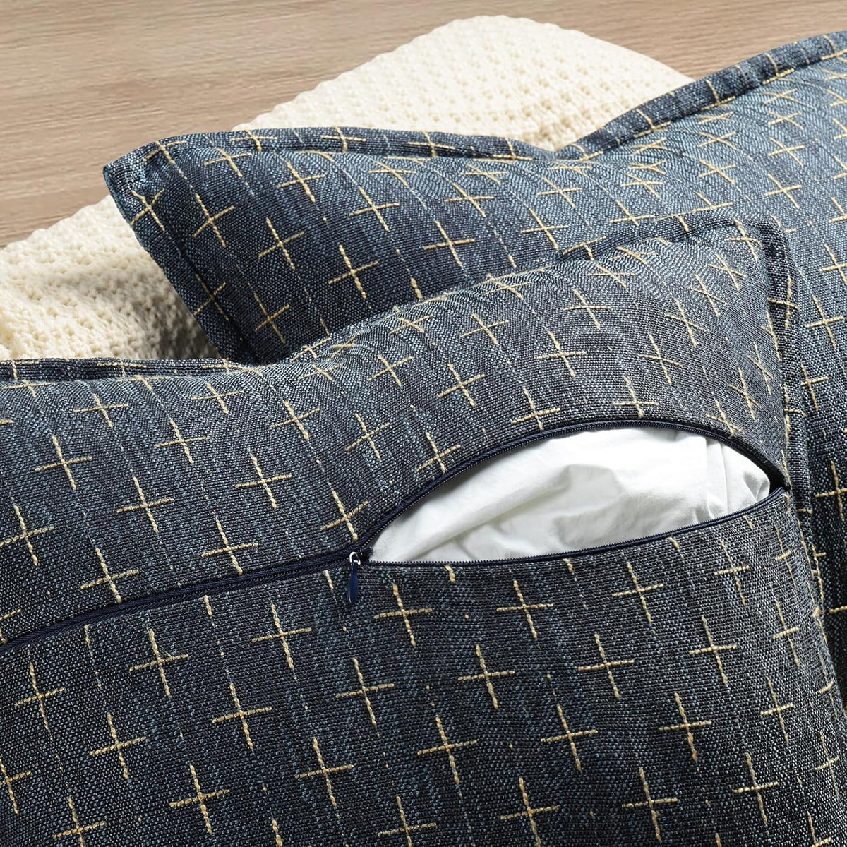 ZWJD Pillow Covers 22x22 Set of 2 Soft Polyester Textured Pillow Covers with Stylish Flange Edge