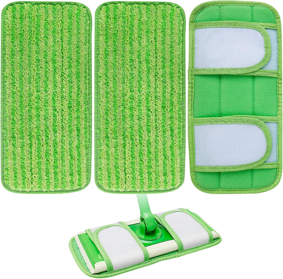 KEEPOW Reusable Mop Pads Compatible with Swiffer Sweeper Mop, Microfiber Dry Sweeping Cloths
