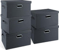 Medium 15" 21 Quart Collapsible Stackable Storage Bins with Lids, 5 Packs Dark Gray Foldable Fabric