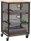Mind Reader 3-Drawer Rolling Storage Cart, Office Organizer with Wood Top, Multipurpose Portable