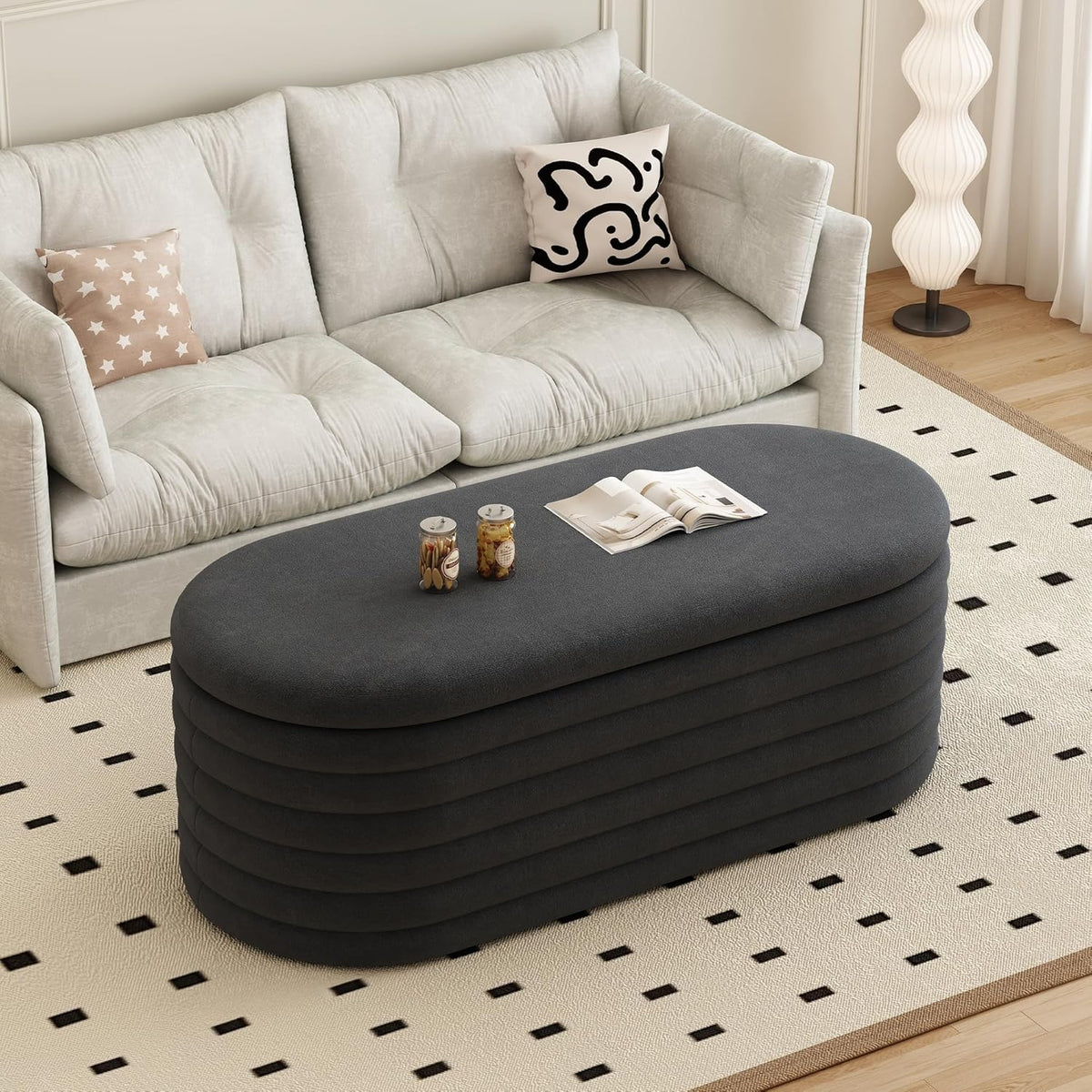 Storage Ottoman Bench, 40" Storage Bench, Upholstered Fabric Storages Benches End of Bed Stool with