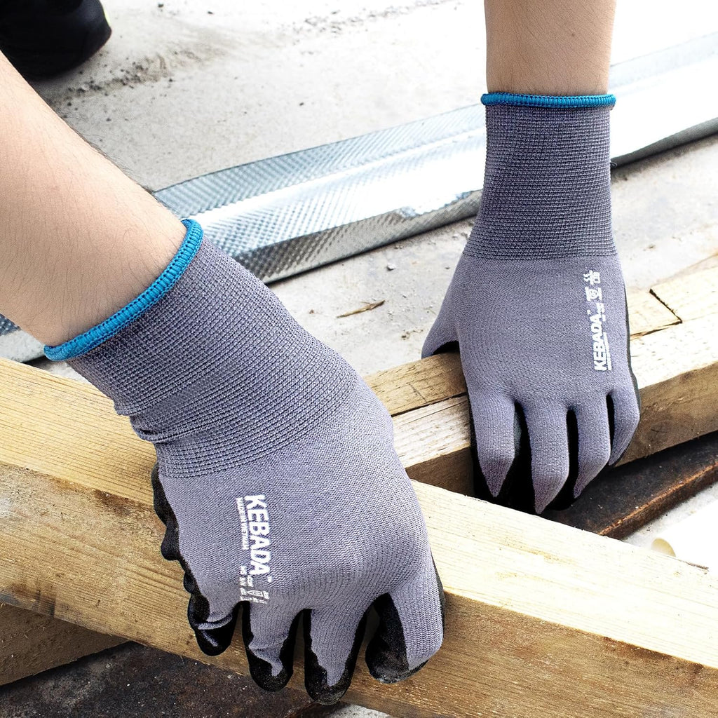 Kebada Work Gloves for Men and Women, Foam Nitrile Coated Safety Gloves with Grip, Ideal for