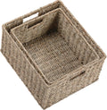 HOONEX Large Wicker Baskets for Storage, Seagrass Baskets with Dual Handles, Woven Set of 2, Natural