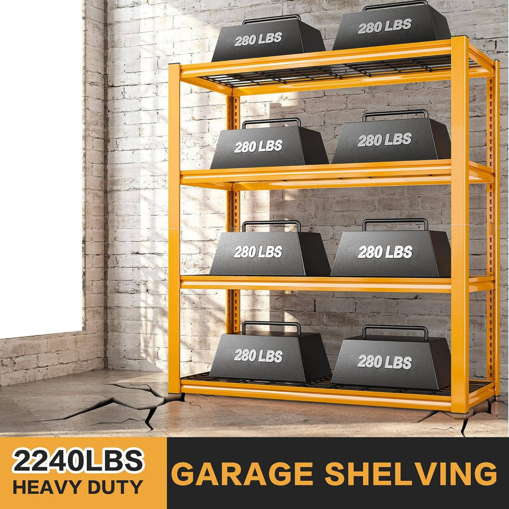 REIBII 40" W Garage Shelving 2240 LBS Storage Shelves Adjustable Heavy Duty Shelving 4 Tier Metal
