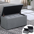 Storage Ottoman Bench with 2.56-inch Thick Seat, 31.5 inch Nesting Ottoman Set of 2, Hinged Flip