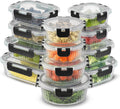 JoyJolt 24pc Borosilicate Glass Storage Containers with Lids | 12 Airtight/Freezer Safe Food