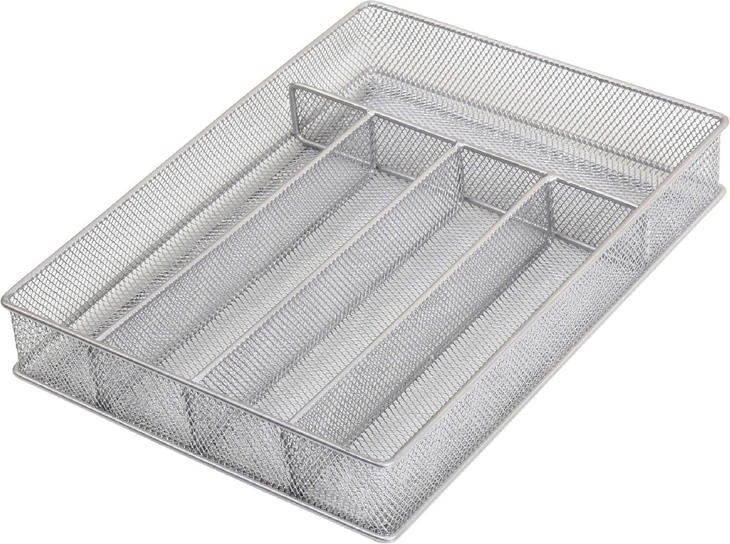 YBM Home Metal Silverware Organizer for In-Drawer Cutlery Storage, 5 Compartment Mesh Cutlery