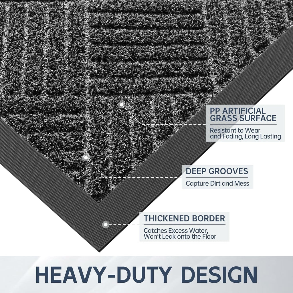 Front Door Mat, 6' x 3' Heavy Duty Indoor Outdoor Doormat, Non-Slip Backing Welcome Mats for