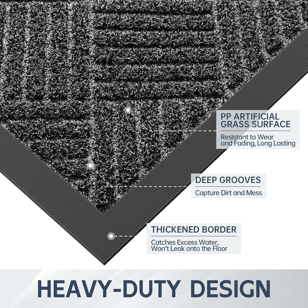 Front Door Mat, 4' x 3' Heavy Duty Indoor Outdoor Doormat, Non-Slip Backing Welcome Mats for