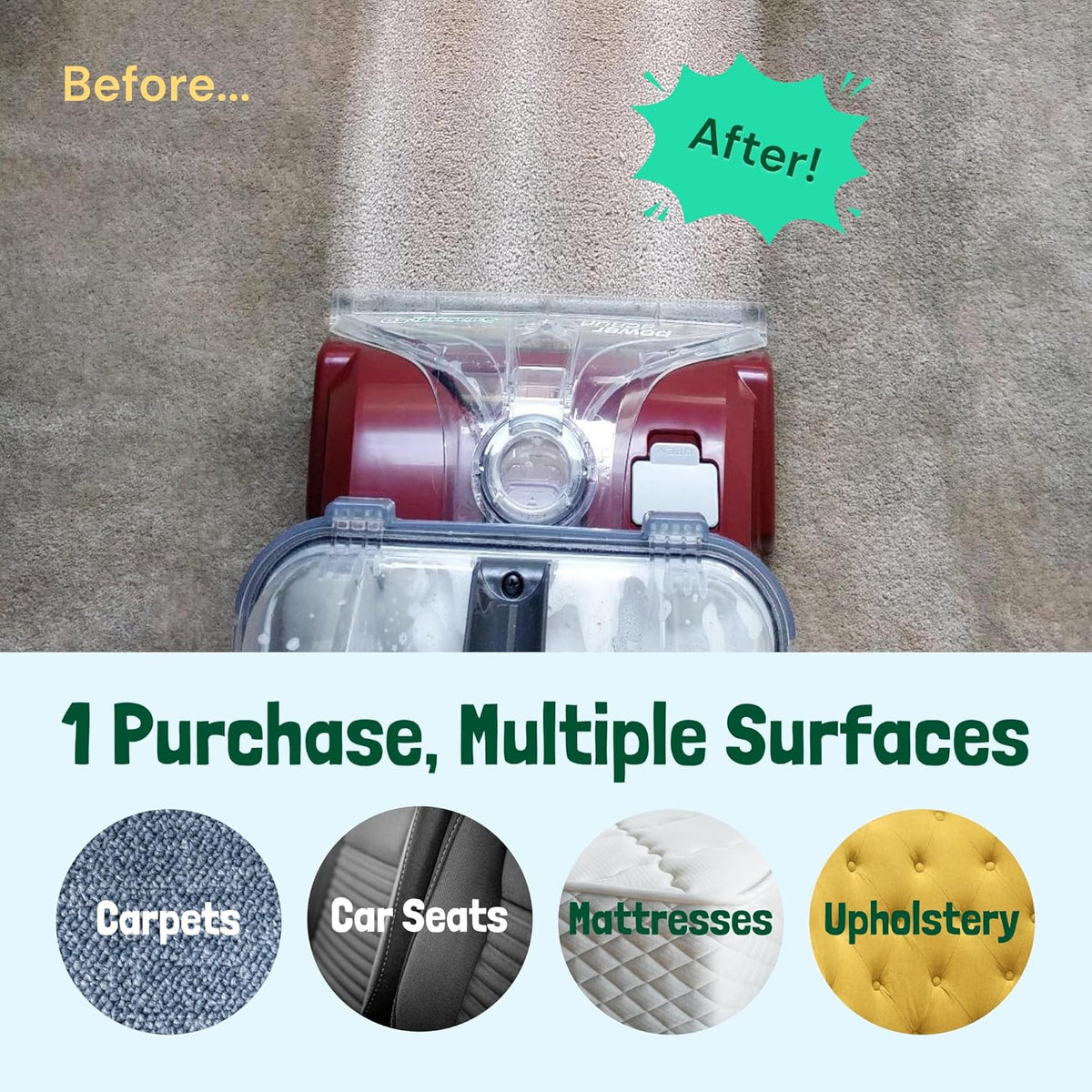 Sunny & Honey Carpet Cleaner Solution - 128 Fl Oz, Spring Mint Scent - Carpet Shampoo & Pet Stain