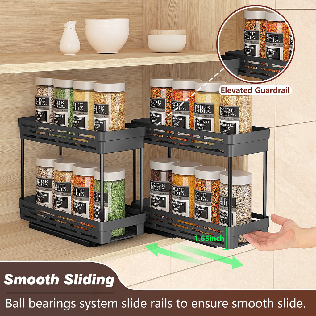 Pull Out Spice Rack Organizer for Cabinet, 3 Packs Slide Out Spice Racks Organizer, Spice Cabinet