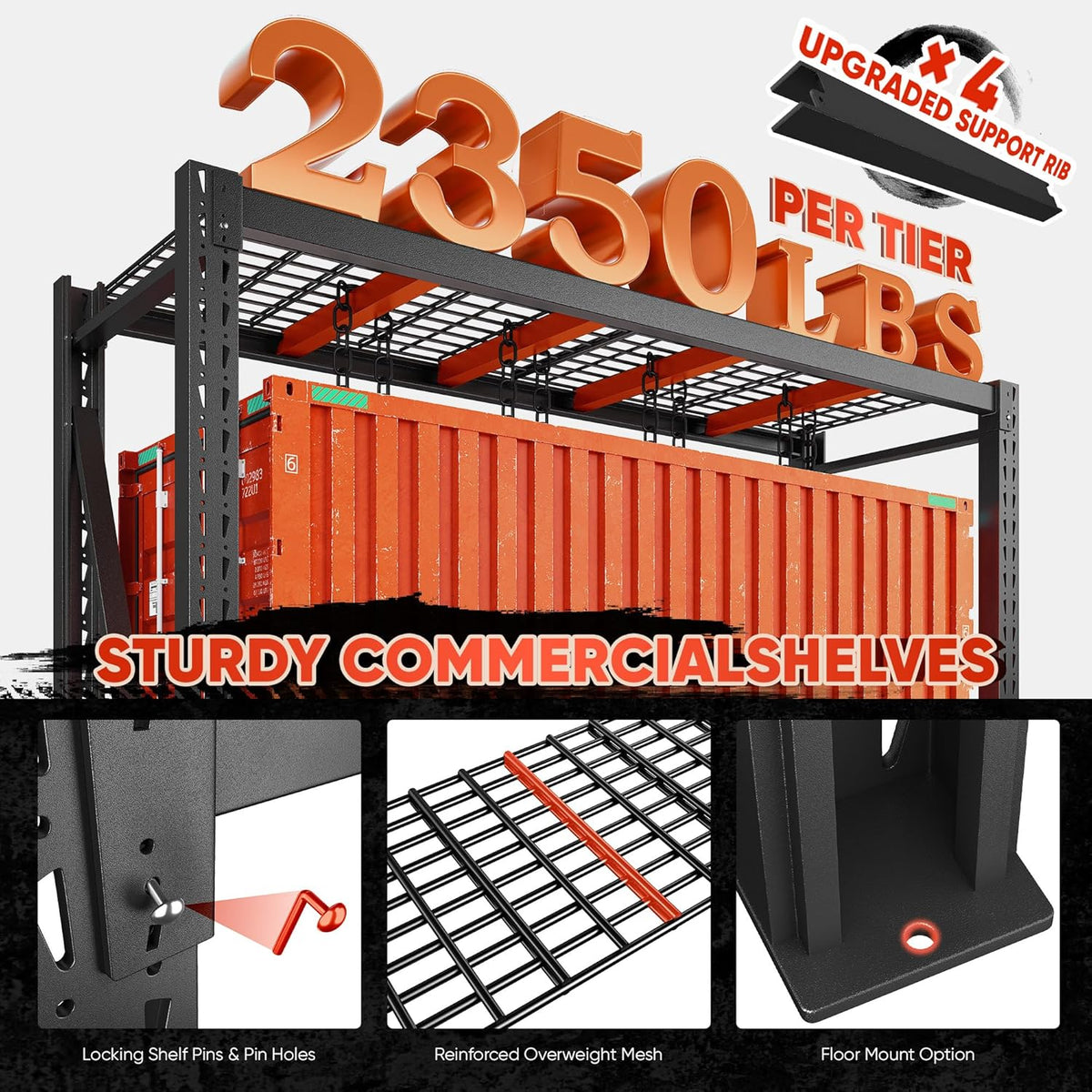 Bepatio 7050LBS Garage Shelving Heavy Duty 67.6W Storage Shelves Adjustable Metal Shelving 3 Tier