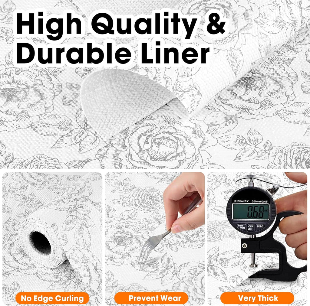 Drawer and Shelf Liner for Kitchen Cabinets Non-Adhesive, Non-Slip Cabinet Liner Shelf Paper Strong