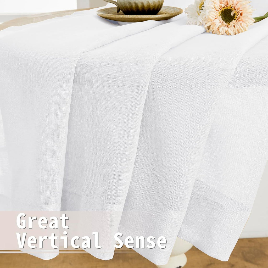 Tollpiz Sheer Door Curtains Closet Linen Textured Curtains Sheer Doorway Light Filtering Voile Rod