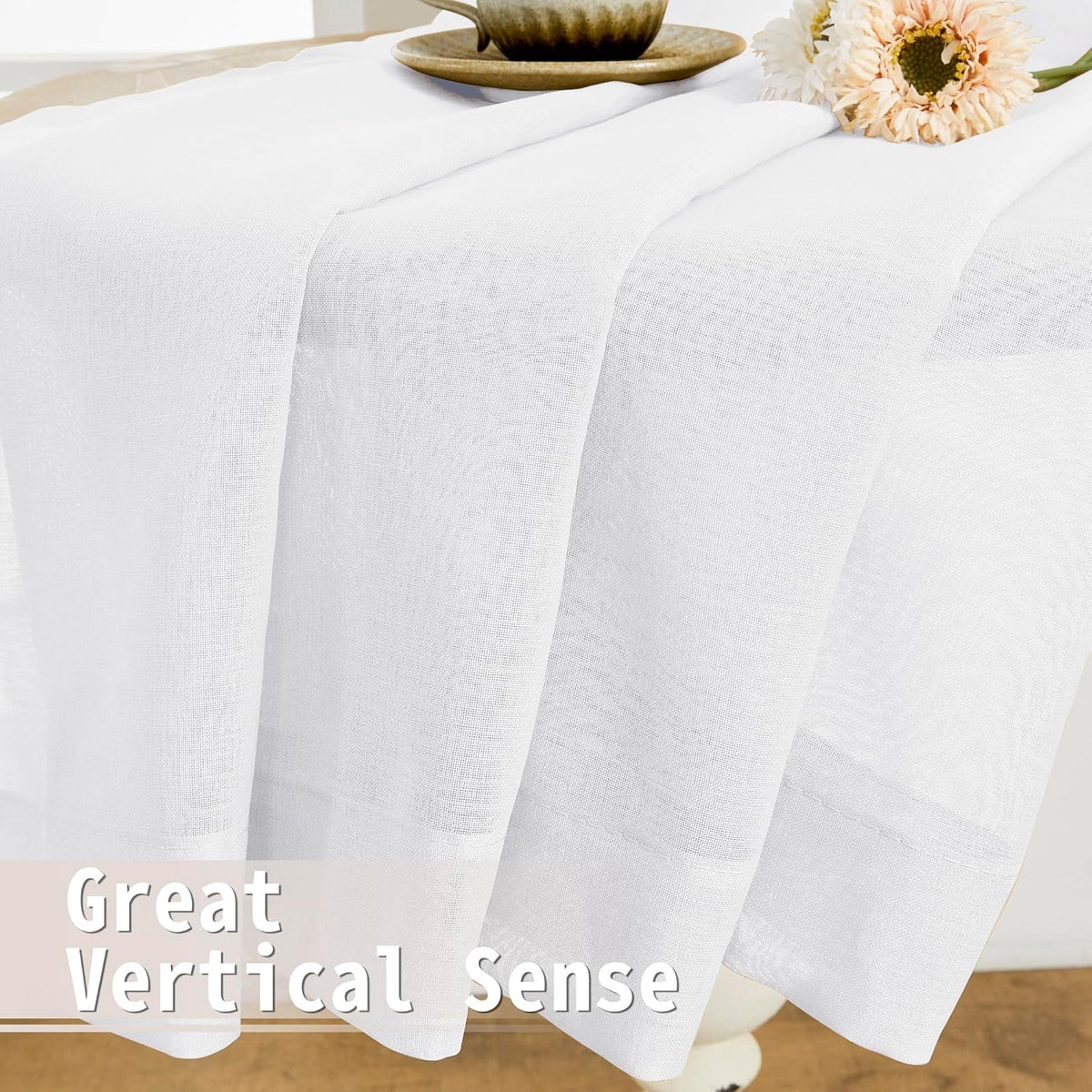 Tollpiz Sheer Door Curtains Closet Linen Textured Curtains Sheer Doorway Light Filtering Voile Rod