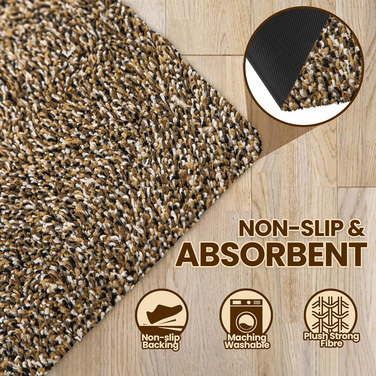 Premium Microfiber Indoor Door Mat – 24"x36" Washable Entry Mat, Non-Slip, Waterproof Backing