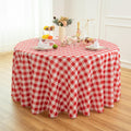 Waterproof Plaid Tablecloth Fabric - Round 120 Inch Classic Gingham Checker Table Cloth for