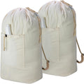 Laundry Bag Backpack, Canvas Laundry Bag with Straps & Drawstring Closure Washable Dirty Cloth