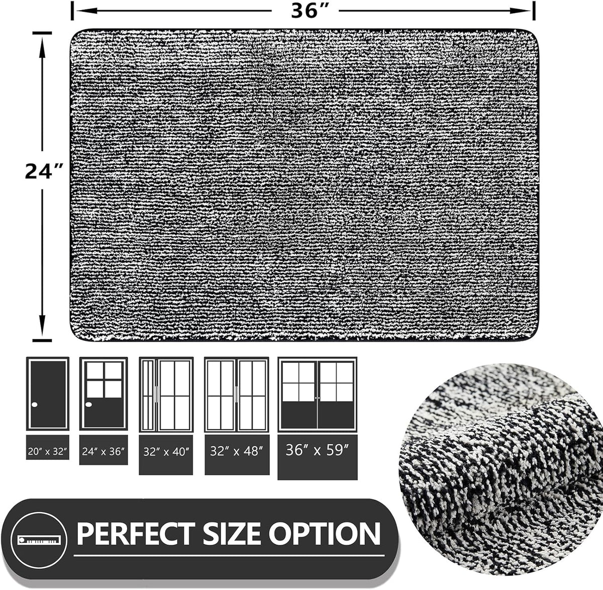 REFETONE Indoor Doormat, Front Door Mat 24"x36" Absorbent Rubber Backing Non Slip Back Door Mats