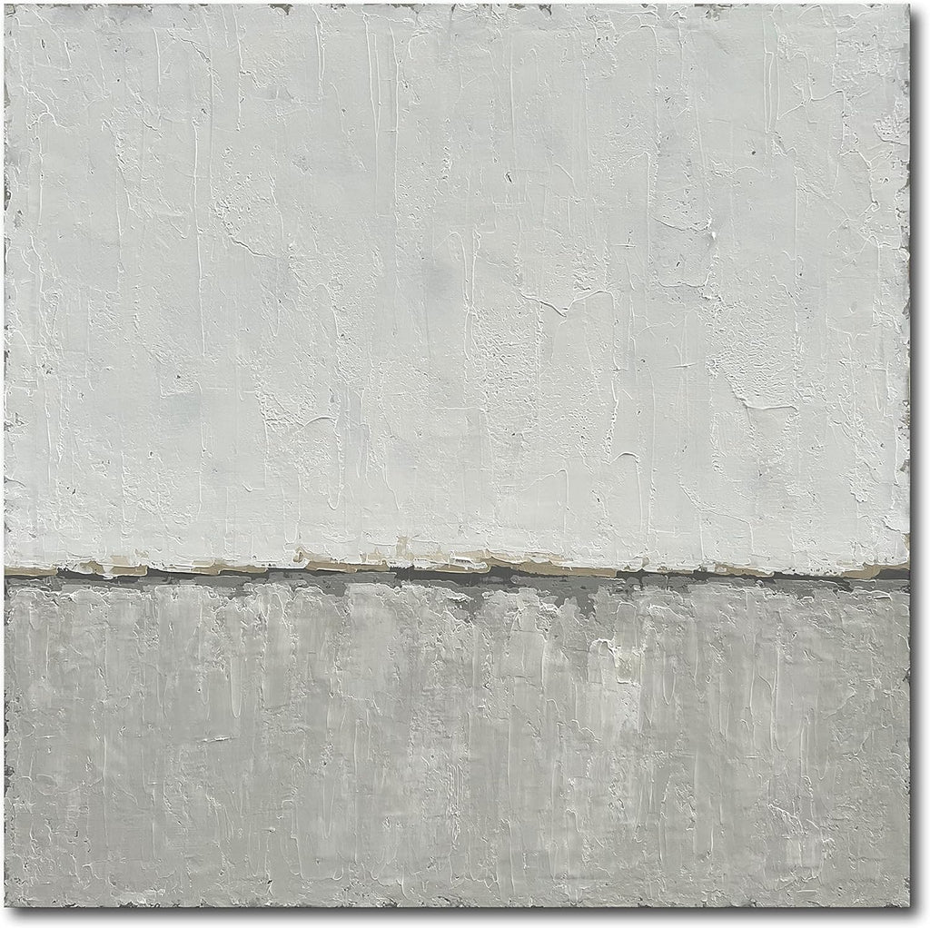 NANKAI art Hand-painted abstract canvas wall art featuring a minimalist design in gray White