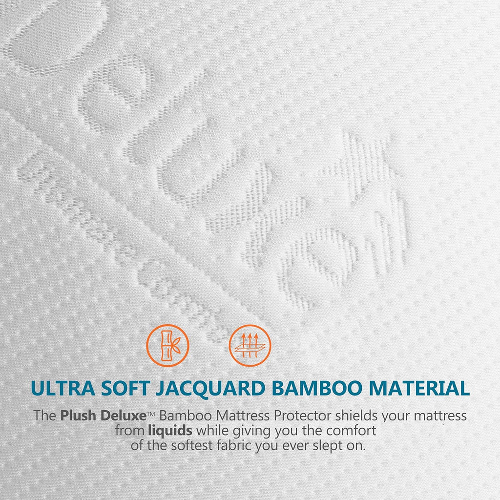 PlushDeluxe Premium Bamboo Mattress Protector – Twin XL Size, Waterproof, & Ultra Soft Breathable