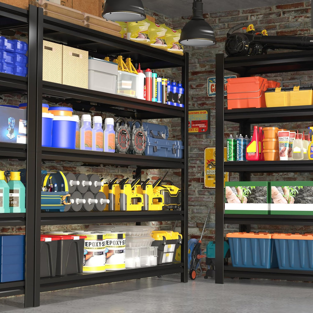 84“H Garage Shelving Heavy Duty Storage Shelves 3000 LBS Adjustable 5 Tier Metal Shelving Uints and