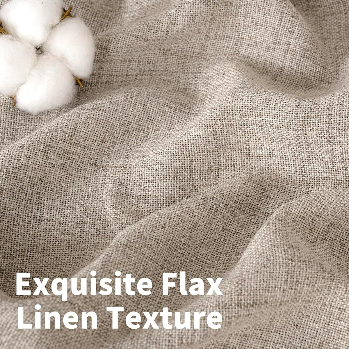 YoungsTex Dark Oatmeal Linen Curtains 72 Inches Long for Living Room, Semi Sheer Window Drapes