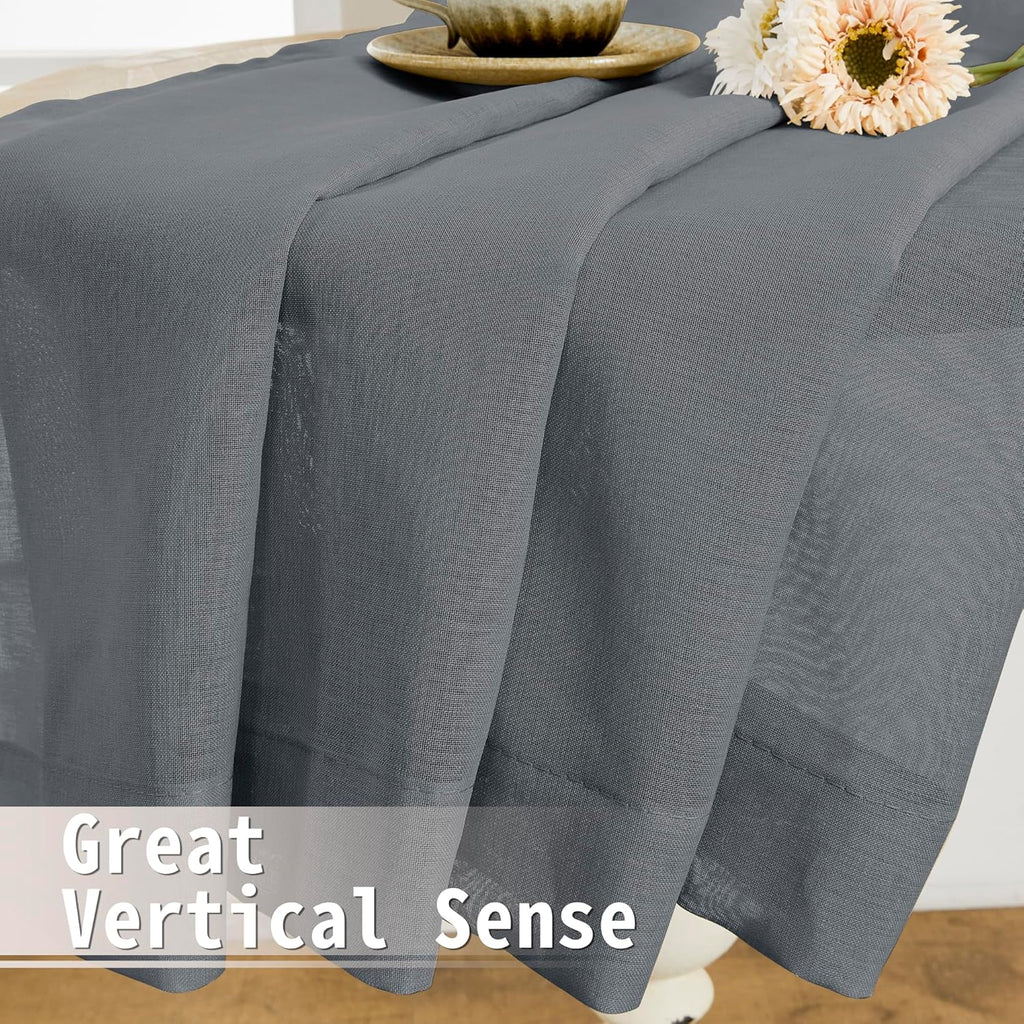 Tollpiz Sheer Door Curtains Closet Linen Textured Curtains Sheer Doorway Light Filtering Voile Rod