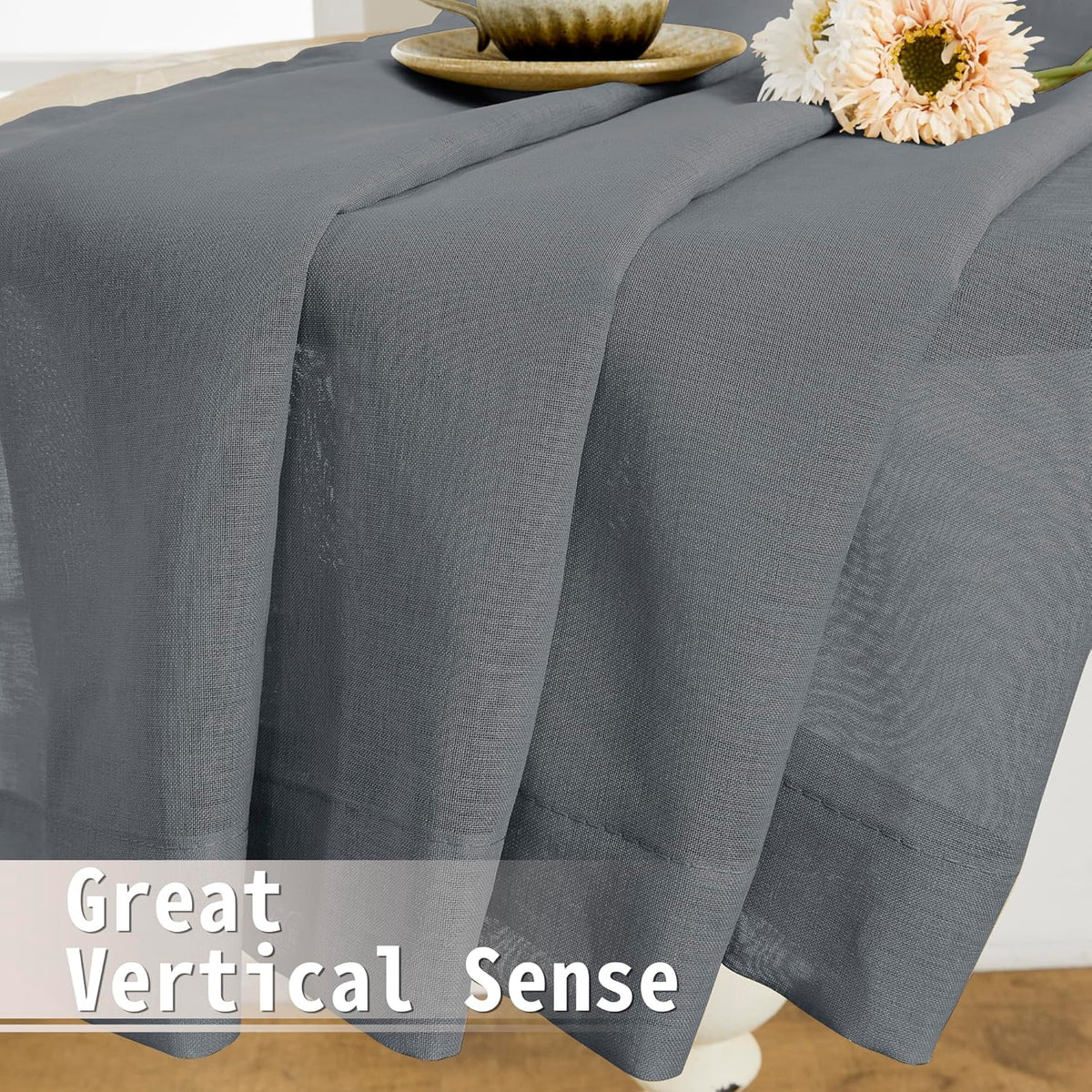 Tollpiz Sheer Door Curtains Closet Linen Textured Curtains Sheer Doorway Light Filtering Voile Rod