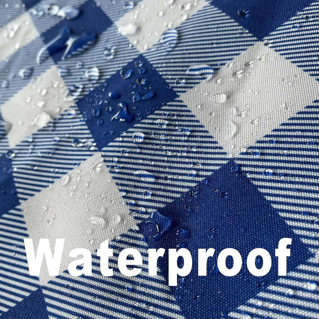 Waterproof Plaid Tablecloth Fabric - Round 90 Inch Classic Gingham Checker Table Cloth for
