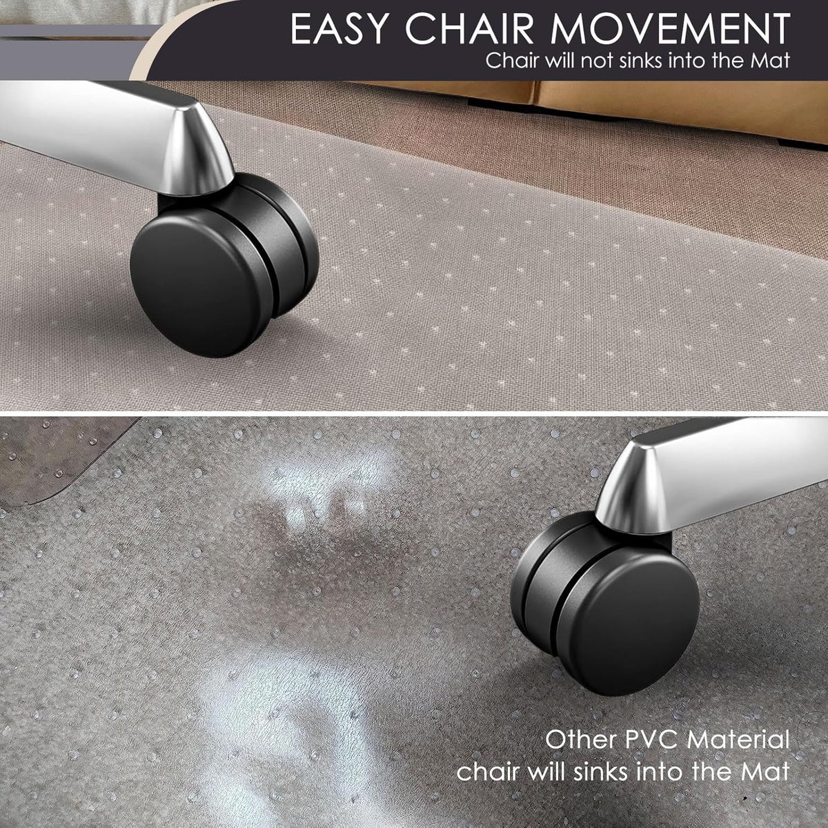 Kuyal Office Chair Mat for Carpet, Set of 2, 40x48 Clear Heavy Duty Computer Chair Mat, Under Desk