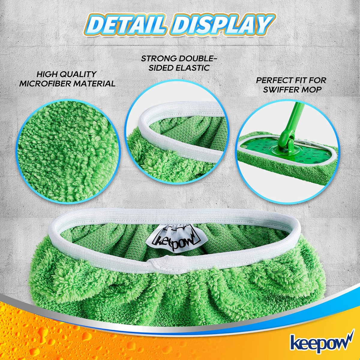 KEEPOW Reusable Wet Pads Refills Compatible with Swiffer Sweeper Mop, Dry Sweeping Cloths