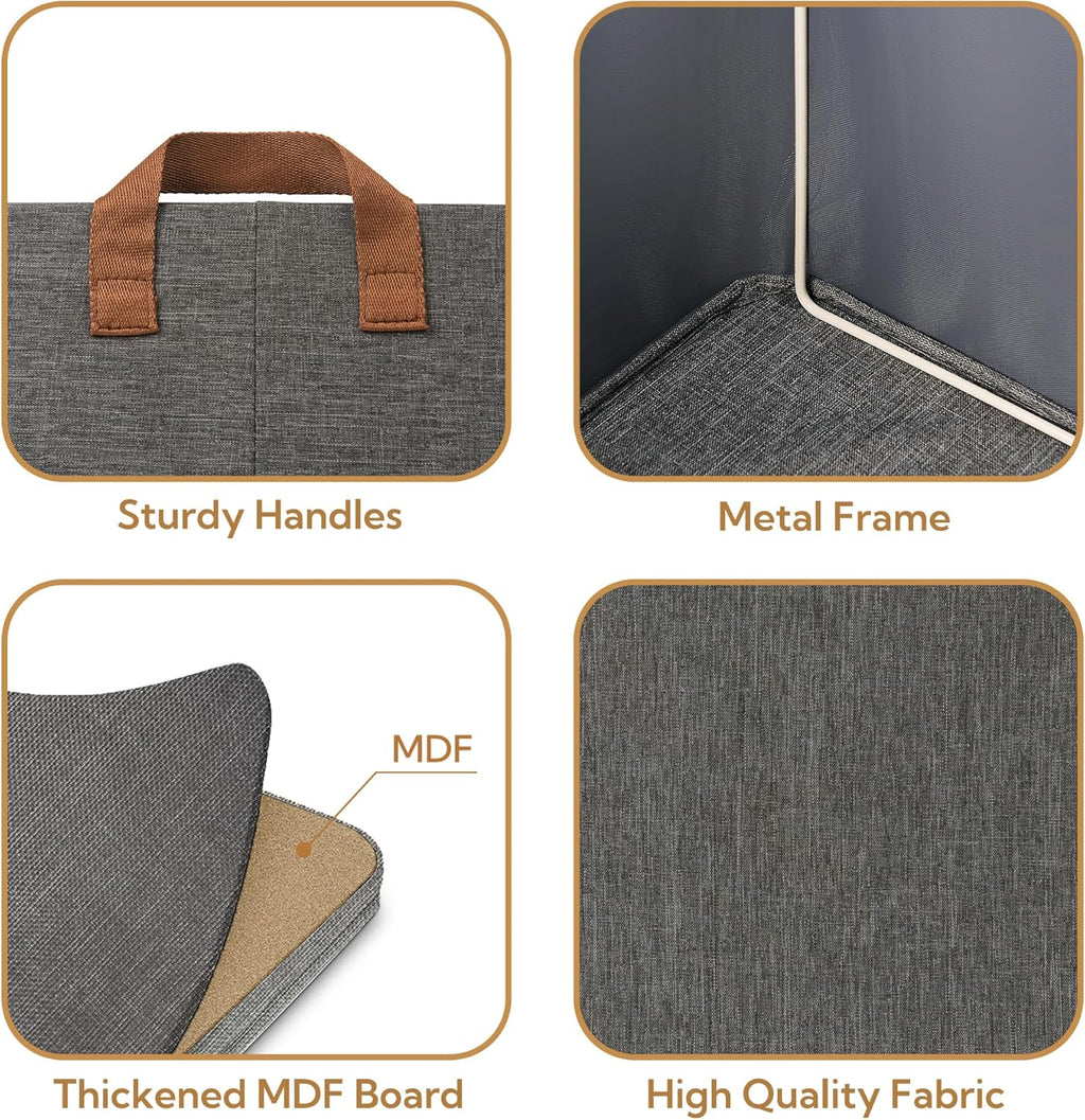 GRANNY SAYS Closet Storage Baskets, Collapsible Fabric Storage Bins with Metal Frame, Clothes