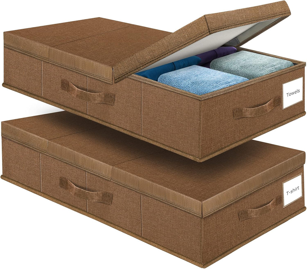Underbed Storage Containers Bin with Lids (2pcs) Large Under Bed Storage Organizer Box with Handle