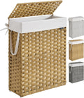 SONGMICS Slim Laundry Hamper with Lid, 14.5 Gallon (55L) Rattan Clothes Laundry Basket with Lid and