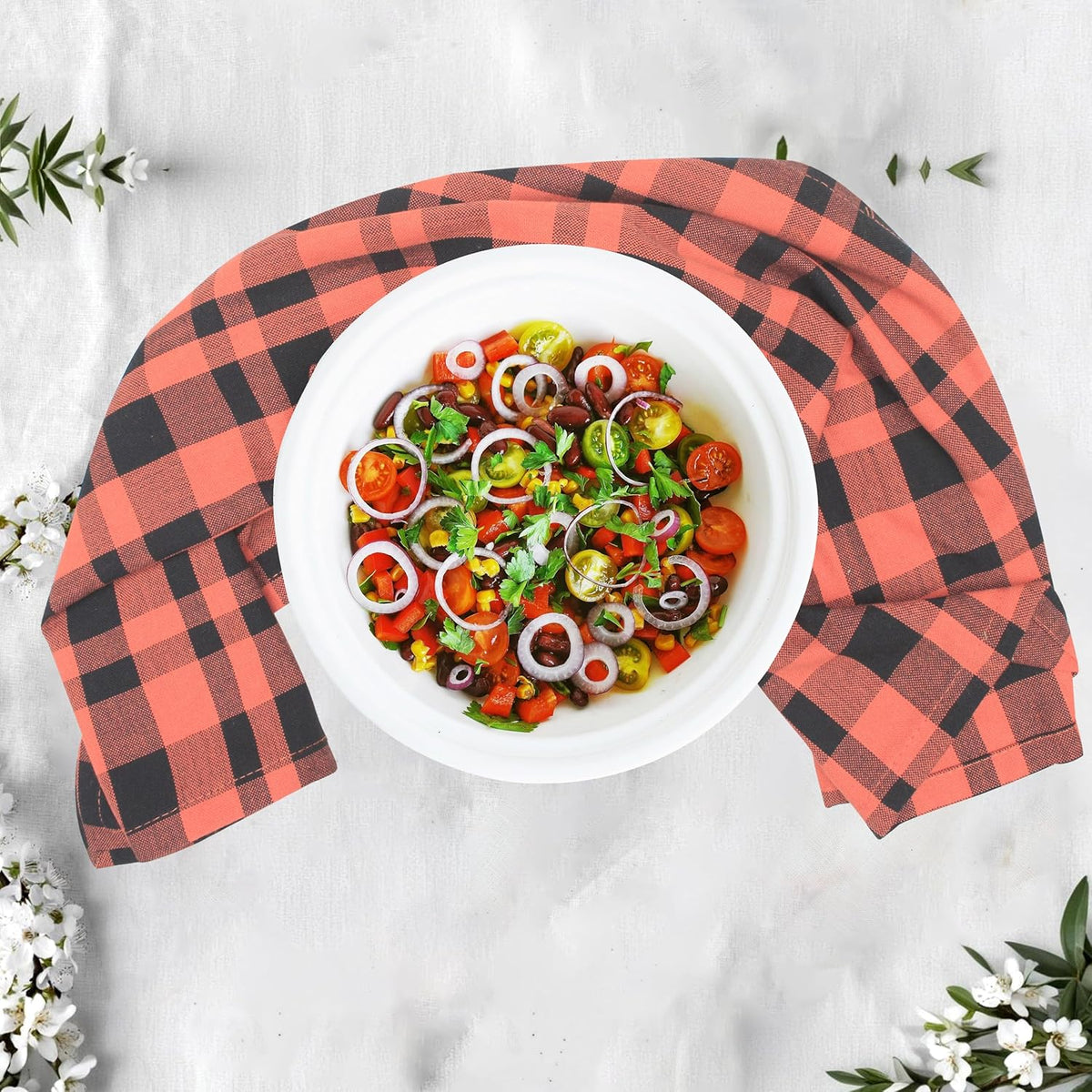Kitchen Towels Set of 6 Halloween dish towels for kitchen 100% Cotton Orange Black Color Dish
