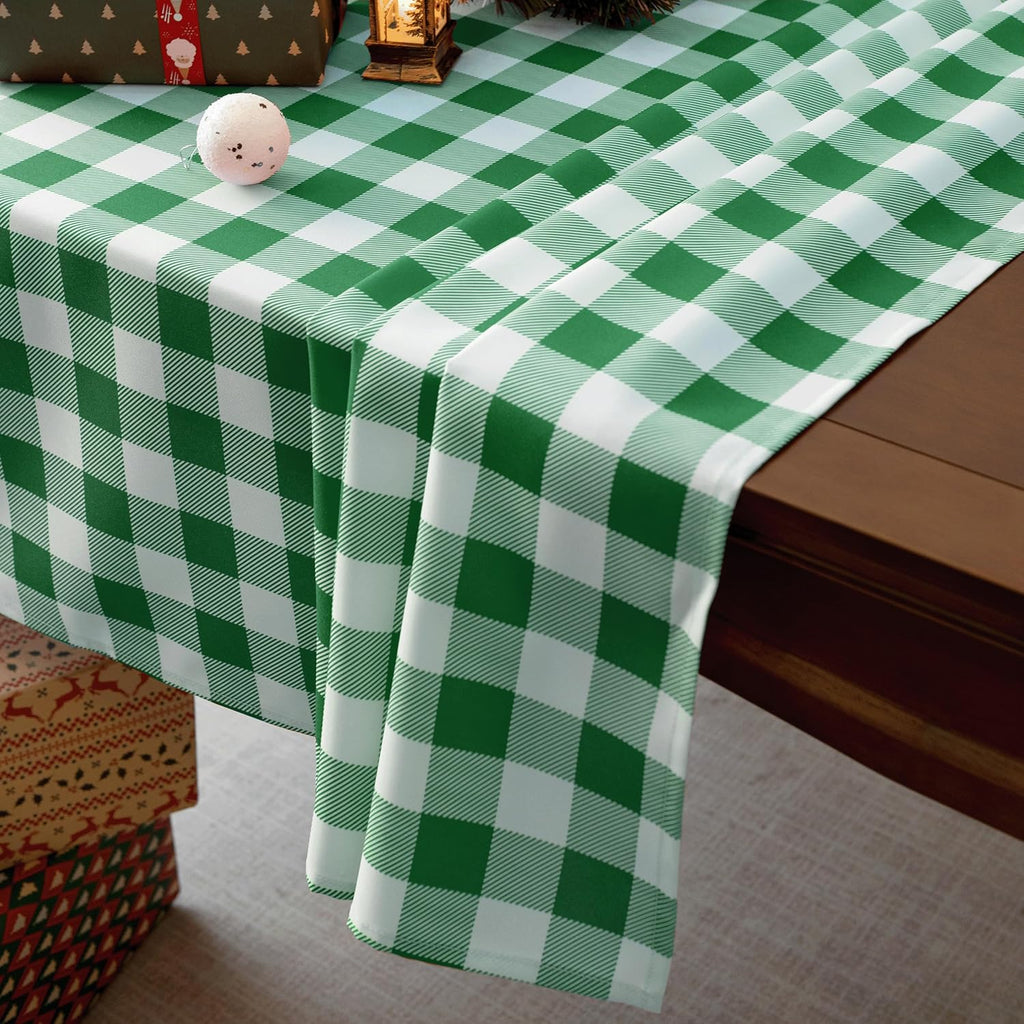 Classic Gingham Buffalo Tablecloth Fabric - Oblong 58x144 Inch Water Proof Checkered Table Cloth