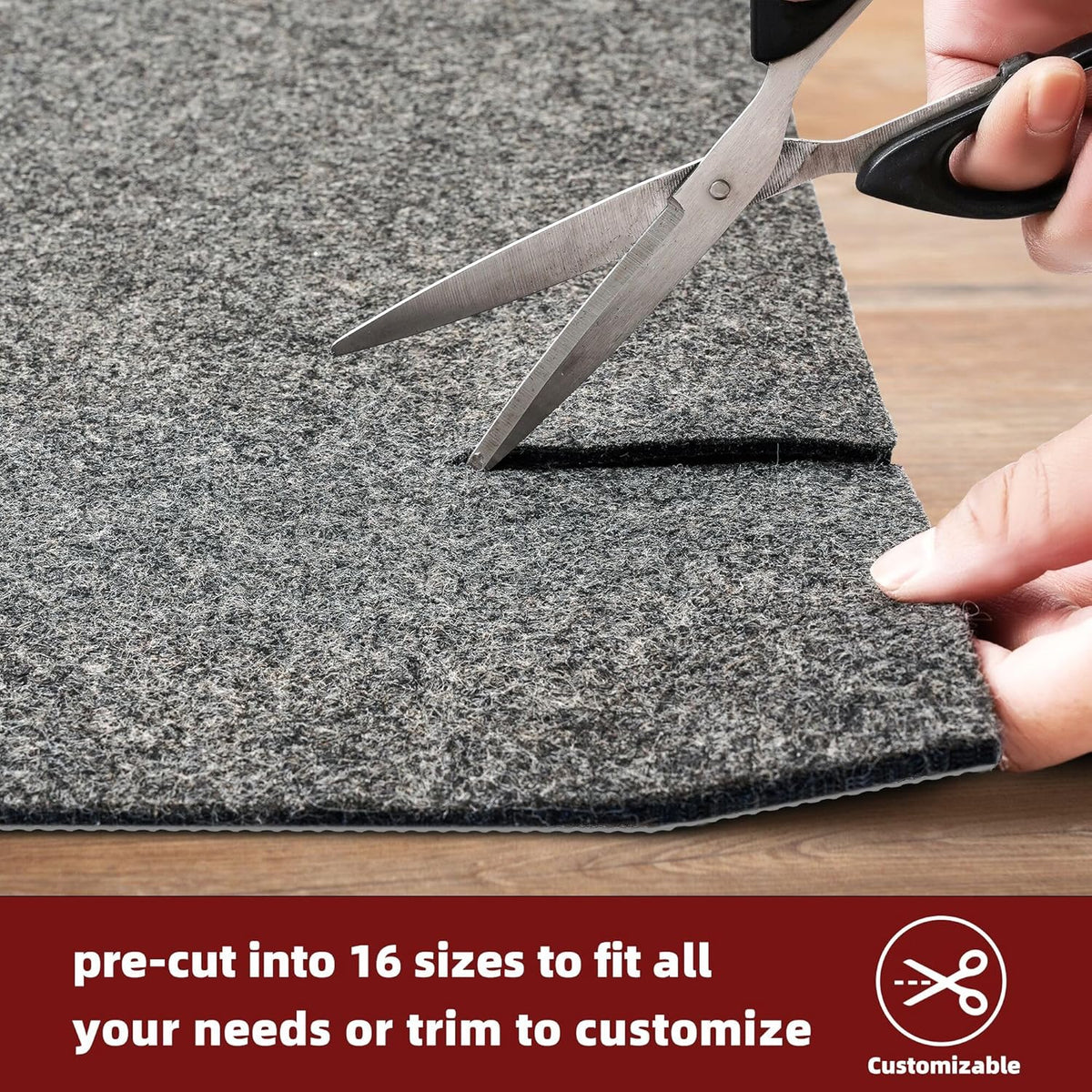 BAGAIL Felt and Natural Rubber Backing Rug Pads 1/8” Thick, 6 x 9 Ft Non Slip Rug Gripper Keep Rugs