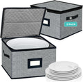 homyfort China Storage Containers - Dinner Plate Storage with Lid, Handles, Hard Shell Dinnerware