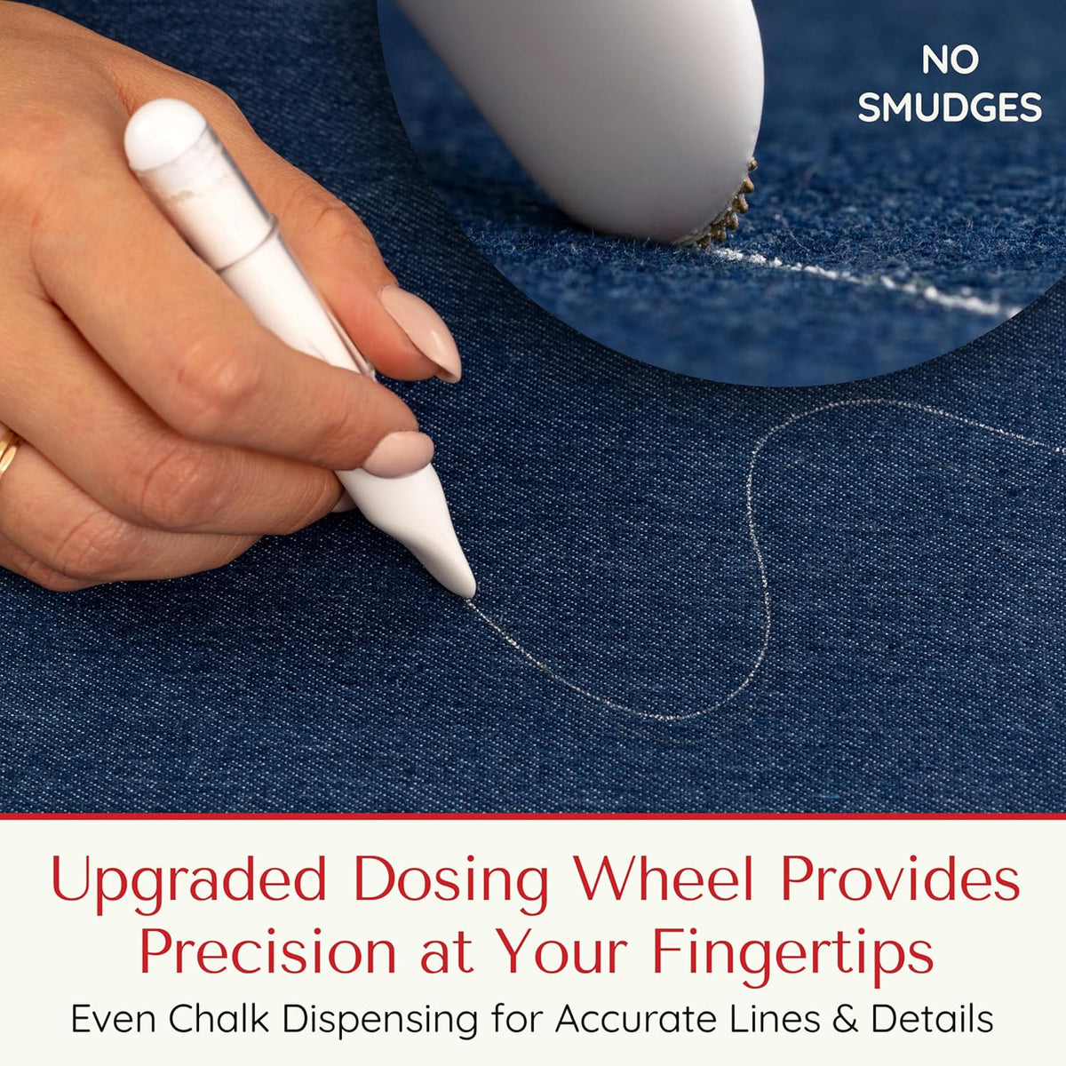 Fabric Markers for Sewing ??Ergonomic Tailors Chalk Pen with Improved Dosing Wheel for Sharp Lines