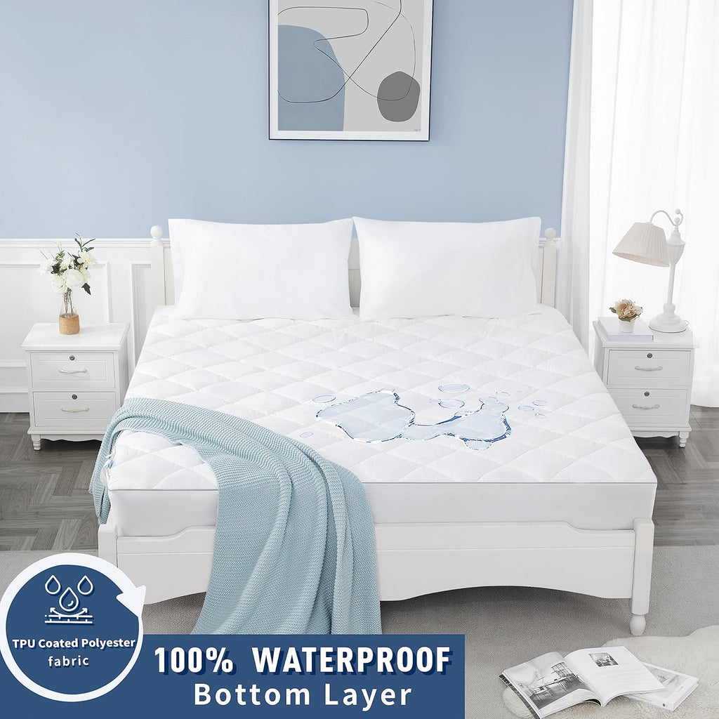 Sunflower Quilted Twin XL Mattress Protector, Mattress Pad Twinxl College Dorm, Cotton Twin XL
