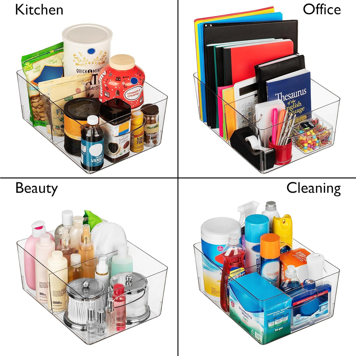 ClearSpace Plastic Storage Bins with Divider – Perfect Kitchen Organization or Pantry Storage