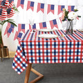 4th of July Checkered Tablecloth Fabric - Rectangle 58x84 Inch Classic Gingham Patriotic Party