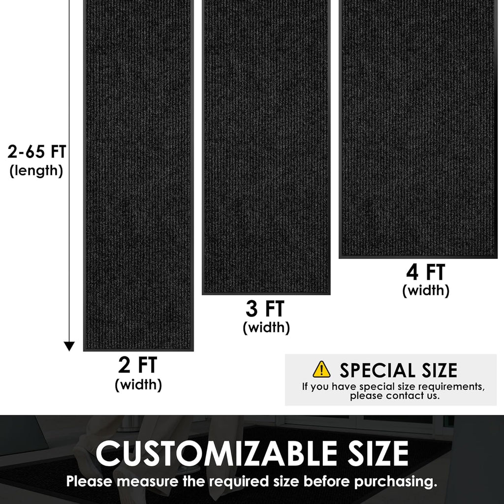 3′ x 18′ Front Door Mat Indoor Outdoor Entrance, Commercial Floor Mat Heavy Duty Dirt Trapper