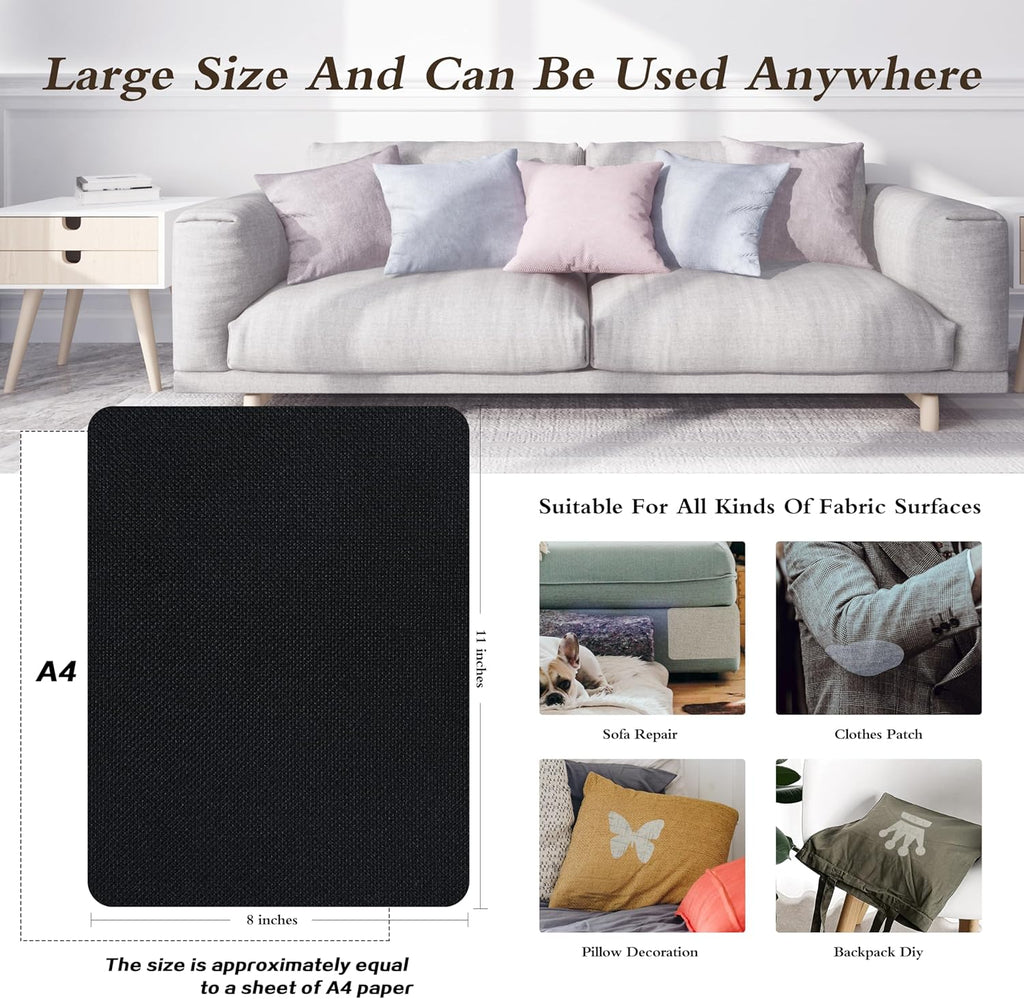 KING MOUNTAIN Coarse Linen Repair Patches, Self-Adhesive Linen Fabric Patches, 8X11 inch Extra