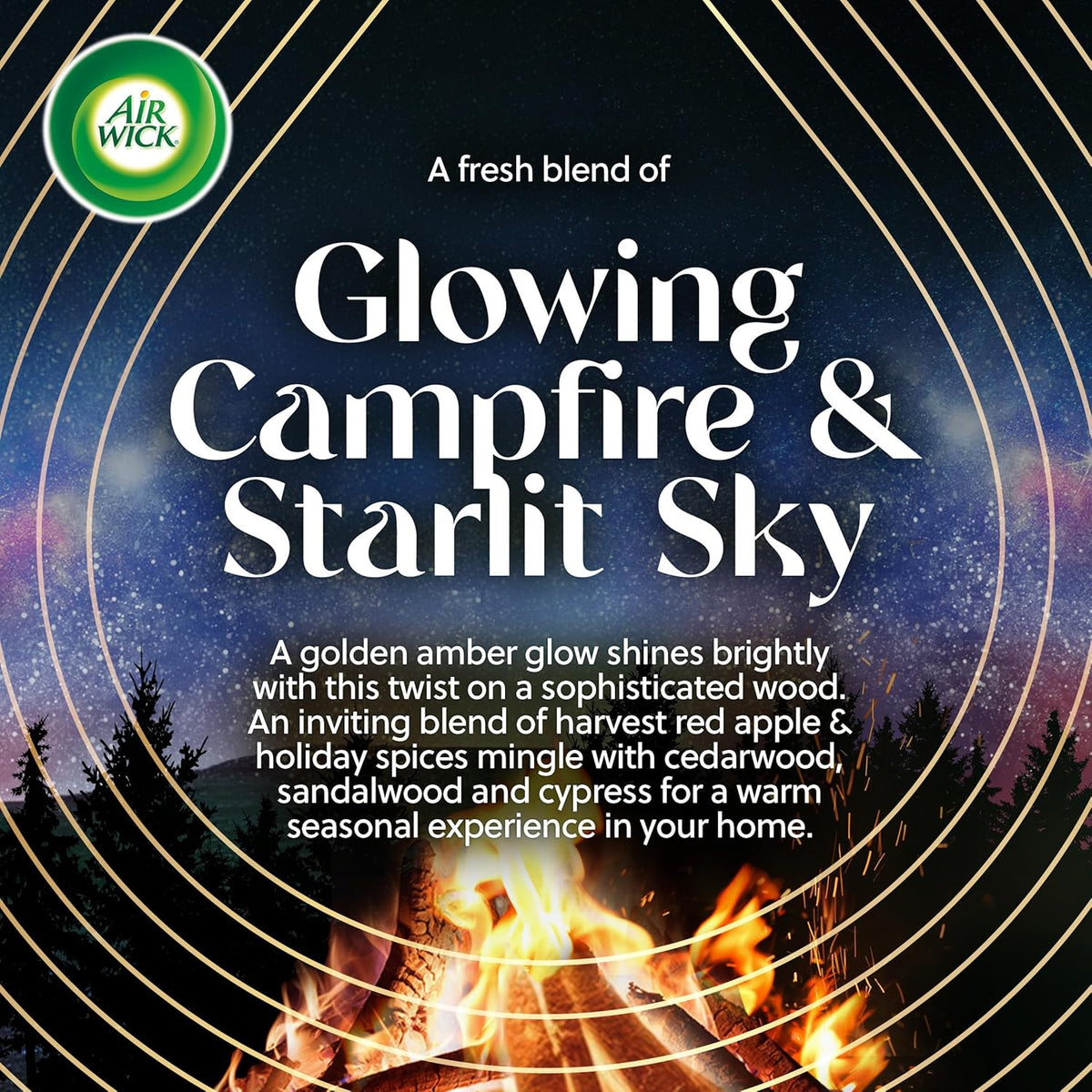Air Wick Plug In Vibrant Scented Oils Refills, Campfire & Starlit Sky, 5 ct