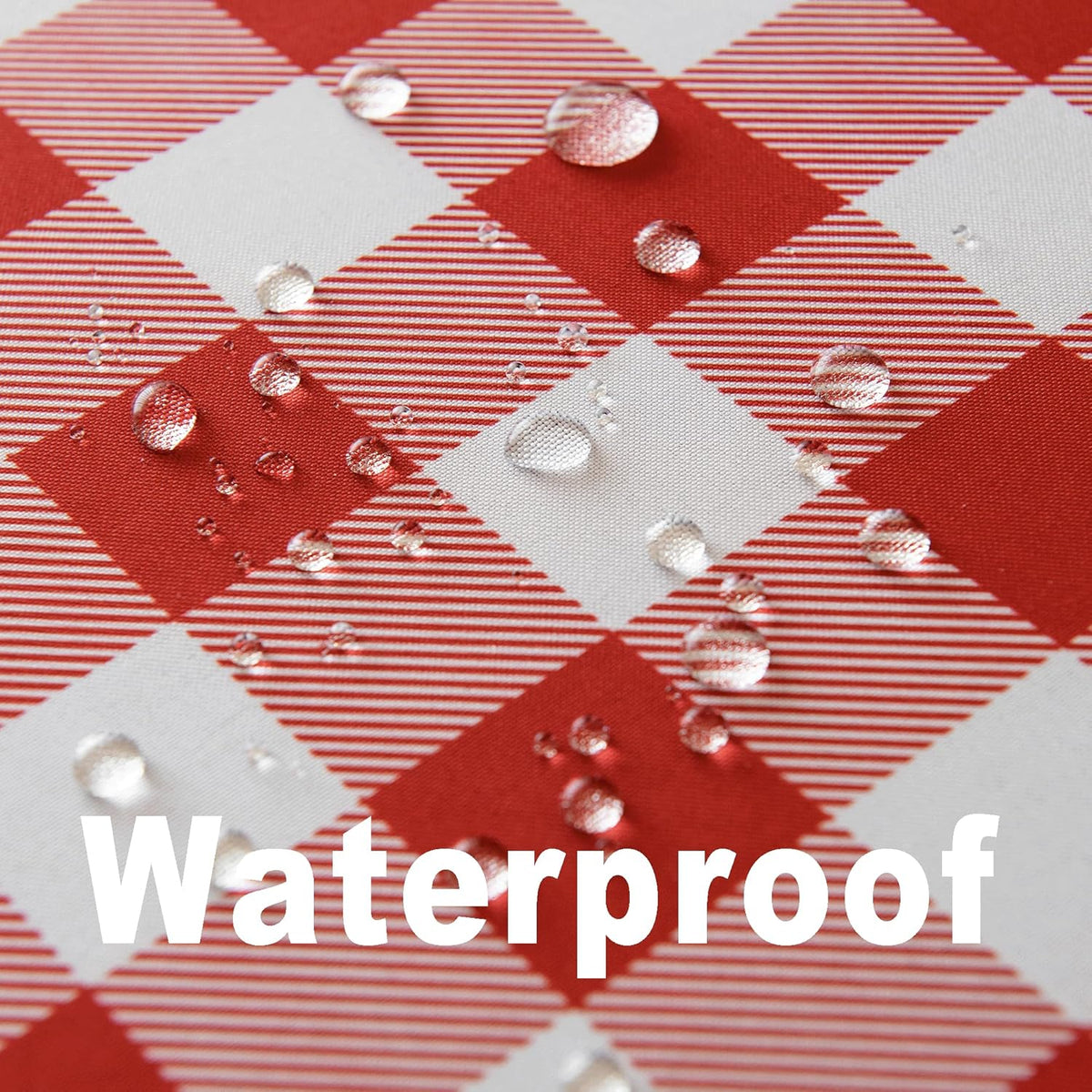 Waterproof Plaid Tablecloth Fabric - Round 58 Inch Classic Gingham Checker Table Cloth for