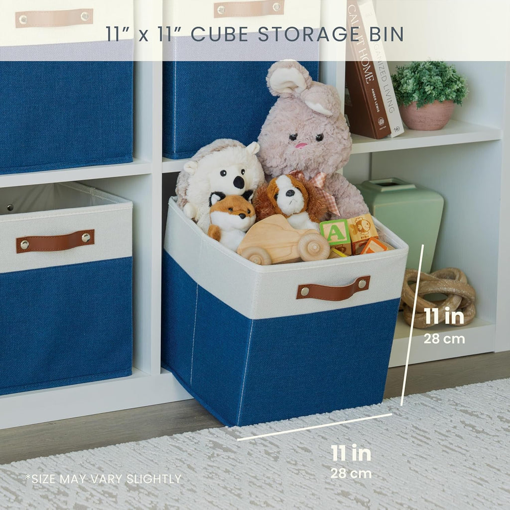 OrganiHaus 11x11 Fabric Cubes Storage Bins Set of 4, Foldable Collapsible Fabric Storage Bins for