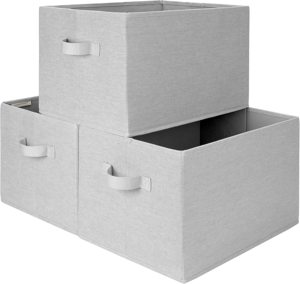 StorageWorks Storage Baskets for Shelves, Foldable Fabric Closet Storage Bins with Handles, Fabric