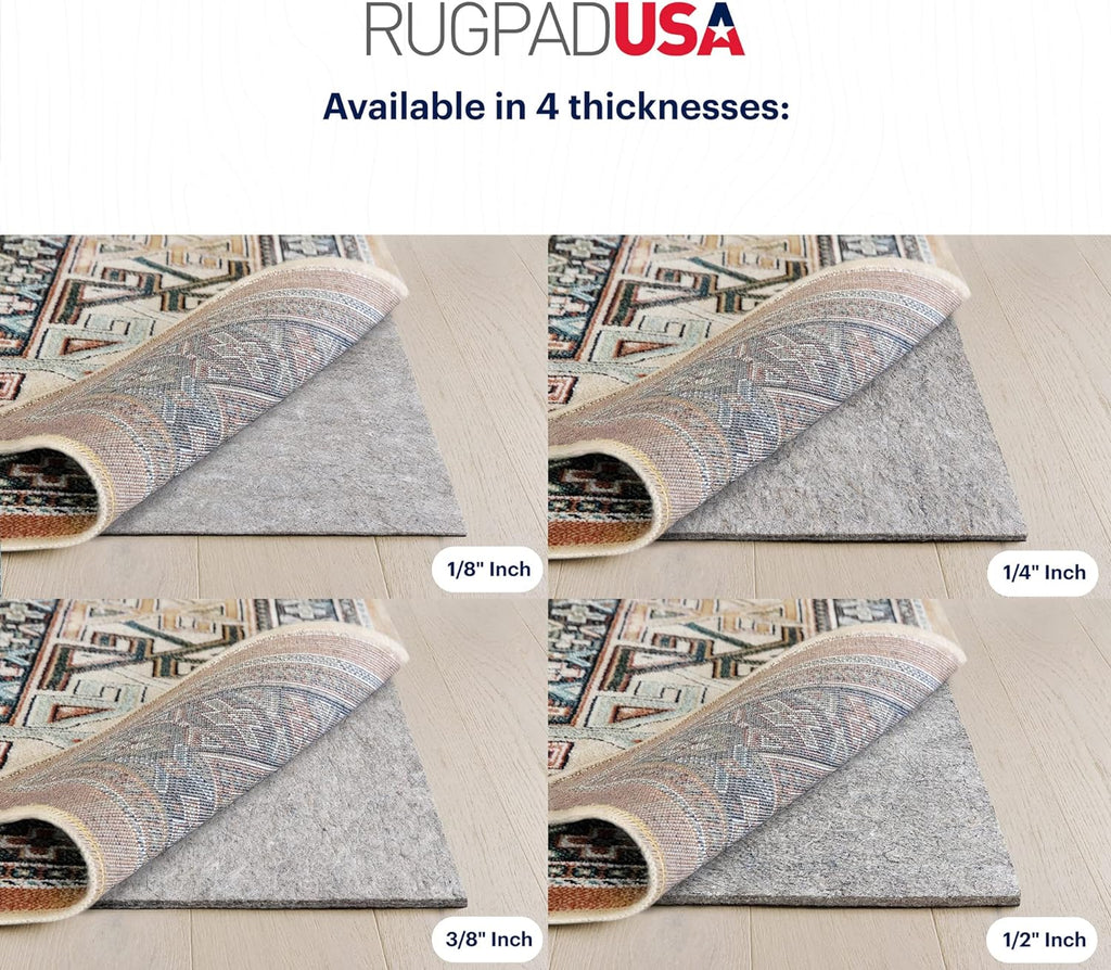 RUGPADUSA - Dual Surface - 2'x8' - 3/8" Thick - Felt + Rubber - Enhanced Non-Slip Rug Pad - Adds